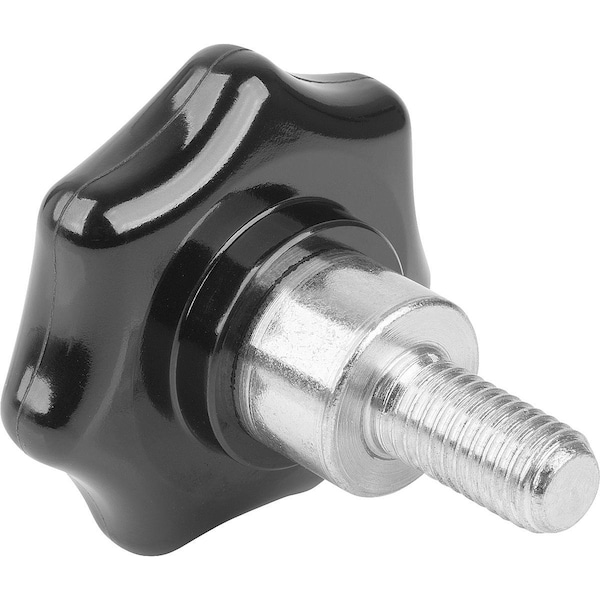 Star Grip W Protruding Bushing D=M10X20, D1=50 H=32, Form:L, Thermoset Black, Comp:Stainless Steel